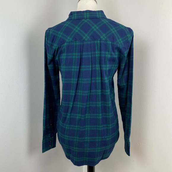 J Crew Women's Boyfit Blue Green Plaid Button Down Flannel Shirt Small - Picture 6 of 9